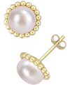 Macy's Cultured Freshwater Pearl (8mm) Stud Earrings In 10k Gold In Yellow