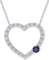 Macy's Lab-grown Blue Sapphire (3/8 Ct. T.w.) & Lab-grown White Sapphire (1-1/6 Ct. T.w.) Open Heart 18" Pe In Blue