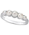 Macy's Cultured Freshwater Pearl (3-4-1/2mm) & Diamond Accent Ring In 14k White Gold In Gold