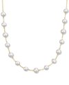 Macy's Cultured Freshwater (6-1/2mm-8-1/2mm) Pearl Tin Cup 18" Necklace In 18k Gold-plated Sterling Silver In White