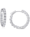 Macy's Lab-created Moissanite In & Out Small Hoop Earrings (3 Ct. T.w.) In Sterling Silver, 1" In White