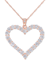 Macy's Lab-created Moissanite Heart 18" Pendant Necklace (2-2/5 Ct. T.w.) In 18k Rose Gold-plated Sterling In White