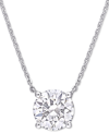 Macy's Lab-created Moissanite Solitaire 17" Pendant Necklace (1-3/4 Ct. T.w.) In 14k White Gold In White