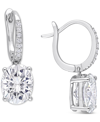 Macy's Lab-created Moissanite Oval Leverback Drop Earrings (5-1/5 Ct. T.w.) In Sterling Silver In White