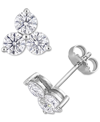 Macy's Lab-created Moissanite Trillium Cluster Stud Earrings (2-1/6 Ct. T.w.) In Sterling Silver In White