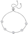 Macy's Lab-created Moissanite Bezel Station Bolo Bracelet (1-1/4 Ct. T.w.) In Sterling Silver In White
