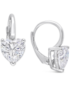 Macy's Lab-created Moissanite Heart Leverback Earrings (4 Ct. T.w.) In Sterling Silver In White