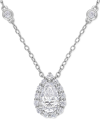 MACY'S LAB-CREATED MOISSANITE TEARDROP HALO 18" PENDANT NECKLACE (1-1/2 CT. T.W.) IN STERLING SILVER