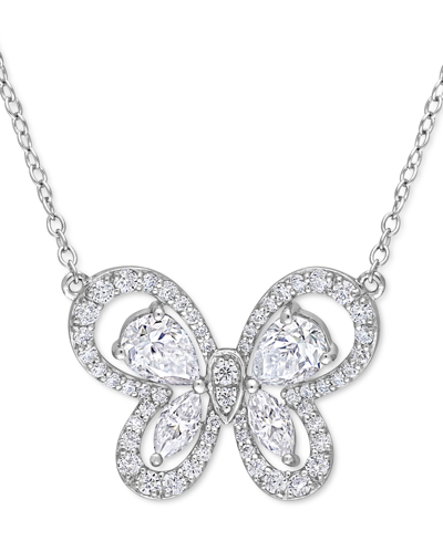 Macy's Lab-created Moissanite Butterfly 18" Pendant Nekclace (1-3/4 Ct. T.w.) In Sterling Silver