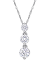 Macy's Lab-created Moissanite Triple Drop 18" Pendant Necklace (1-3/8 Ct. T.w.) In Sterling Silver In White