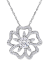 Macy's Lab-created Moissanite Openwork Flower 18" Pendant Necklace (1-1/10 Ct. T.w.) In Sterling Silver In White
