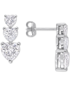 Macy's Lab-created Moissanite Graduated Heart Stud Earrings (3-1/2 Ct. T.w.) In Sterling Silver In White