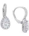 Macy's Lab-created Moissanite Teardrop Halo Leverback Earrings (2-5/8 Ct. T.w.) In Sterling Silver In White