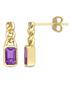 Macy's 10k Yellow Gold Plated Amethyst Link Drop Earrings In Purple
