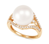 Honora Cultured White Ming Pearl (11-13mm) & Diamond (1/3 Ct. T.w.) Ring In 14k Gold In Gold
