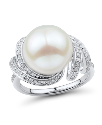 Macy's White Ming Pearl (12mm) & Diamond (1/4 Ct. T.w.) Ring In 14k White Gold