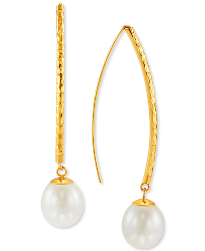 Honora Cultured Freshwater Pearl (9-10mm) Threader Earrings In 14k Gold In Yellow Gold