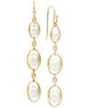 MACY'S CULTURED FRESHWATER PEARL (5-7-1/2MM) & WHITE TOPAZ (1/20 CT. T.W.) DROP EARRINGS IN 14K GOLD-PLATED