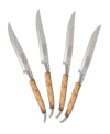 French Home Laguiole Connoisseur Olivewood Handle Steak Knives In Orange