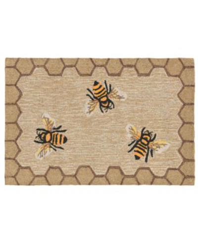 Liora Manne Front Porch Indoor Outdoor Honeycomb Bee Natural Area Rugs In Tan/beige