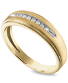 Macy's Men's Diamond Band (1/10 Ct. T.w.) In 10k Yellow Gold Or 10k White Gold In Gold