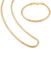 Esquire Men's Jewelry 2-pc. Set Box Link 22" Chain Necklace And Bracelet In 14k Gold-plated Sterling Silver, Created For M In Gold