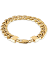 MACY'S MEN'S CUBAN LINK (11-3/4MM) 8 1/2" CHAIN BRACELET IN YELLOW IP OVER STAINLESS STEEL (ALSO IN BLACK I