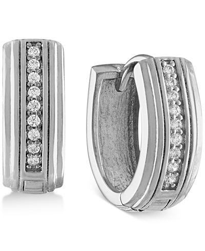 Esquire Men's Jewelry Diamond Hoop Earrings (1/10 Ct. T.w.) In Sterling Silver, Created For Macy's (also In 14k Gold Over