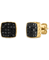 ESQUIRE MEN'S JEWELRY BLACK DIAMOND EARRINGS (1/4 CT. T.W.) IN STAINLESS STEEL, CREATED FOR MACY'S (ALSO IN GOLD-TONE)