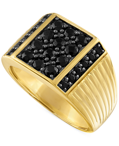 Esquire Men's Jewelry Black Sapphire Ring (1-3/5 Ct. T.w.) In 14k Gold-plated Sterling Silver, Created For Macy's In Gold Over Silver