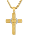 Macy's Men's Diamond Cross 22" Pendant Necklace (1 Ct. T.w.) Stainless Steel & Gold-tone Ion-plate In Gold