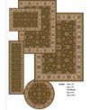 Km Home Area Rug Set, Vienna Collection 5 Piece Set Meshed Sage In Green