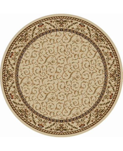 Km Home Pesaro 1599 5'3" X 5'3" Round Area Rug In Ivory