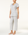 CHARTER CLUB SHORT SLEEVE TOP AND CAPRI PANT COTTON PAJAMA SET, CREATED FOR MACY'S