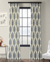 Exclusive Fabrics & Furnishings Arabesque Blue Emblem Printed Cotton Room Darkening Curtain In Blue