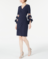 R & M Richards Rhinestone Faux-wrap Dress In Blue