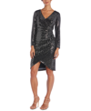 NIGHTWAY SEQUINED FAUX-WRAP DRESS