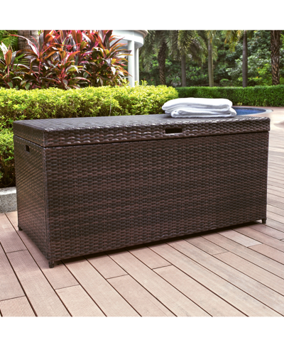 Crosley Palm Harbor Outdoor Wicker Storage Bin In Brown