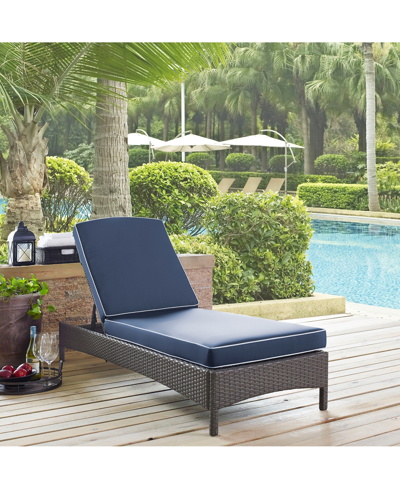 Crosley Palm Harbor Outdoor Wicker Chaise Lounge In Weathered Grey