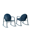 Crosley Griffith 2 Piece Outdoor Rocking Chair Set In Blue
