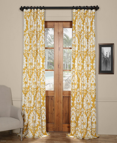 Exclusive Fabrics & Furnishings Lacuna Sun Floral Printed Cotton Room Darkening Curtain In Yellow