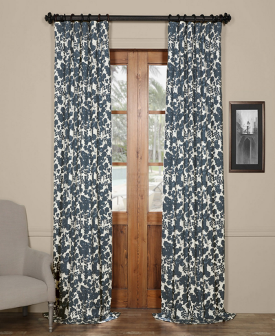 Exclusive Fabrics & Furnishings Fleur Blue Floral Printed Cotton Room Darkening Curtain