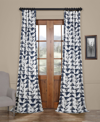 Exclusive Fabrics & Furnishings Triad Indigo Geometric Printed Cotton Room Darkening Curtain In Blue