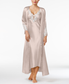 Flora By Flora Nikrooz Stella Satin Venise Trim Gown Robe Separates In Ivory/cream