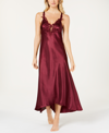 Flora By Flora Nikrooz Stella Satin Venise Trim Lingerie Nightgown In Red