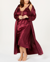 Flora By Flora Nikrooz Stella Satin Venise Trim Lingerie Nightgown In Red