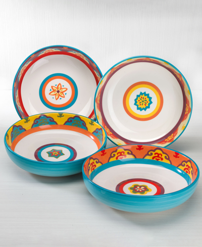 Euro Ceramica Set Of 4 Galicia 40oz Pasta Bowls In Multi