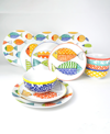 EURO CERAMICA FRESH CATCH 12 PIECE DINNERWARE SET, SERVICE FOR 4