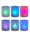 Macy's Lumabase Set Of 6 Flickering Color Changing Led Lights In Frosted Votive Holders Cups In Multi