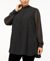 ANNE KLEIN PLUS SIZE MIXED-DOT TUNIC